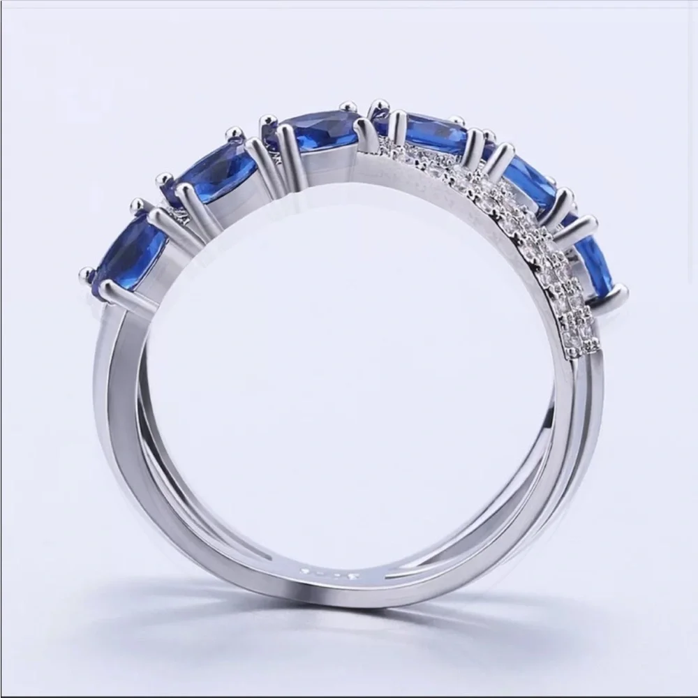 New Beautiful 925 Silver Sapphire Ring - Picture 4 of 6